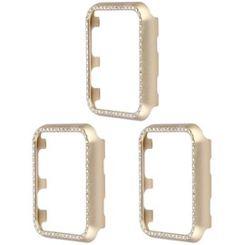 Gatuida 3pcs Square Diamond Aluminium Alloy Protective Case for Watch Lightweight Bumper Cover Shell Gold Elegant Design Scratch Resistant Easy Access to Buttons and Ports