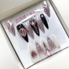 Queen of Pink Full Stone Handmade Nail Tips - White