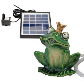 Gargoyle Frog 16 cm with Ceramic Solar Pump for Mini Pond Balcony and Patio