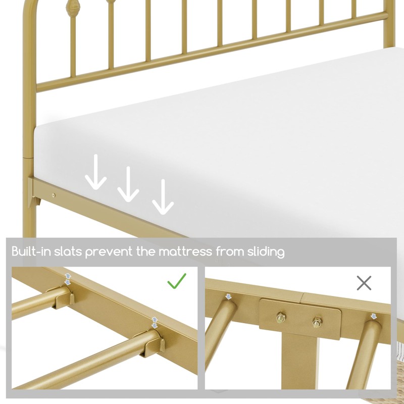 Yaheetech Full Bed Frames Metal Platform Bed with Victorian Style