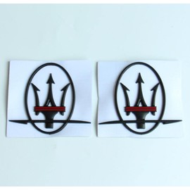 ATIMAX Black 2 PCS FORMaserati Side Emblem,Rear Window 3D Waterproof Badge Decal Compatible for Maserati New Quattroporte, Ghibli Series