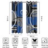 Blue and Black Blackout Curtains Geometric Line Plaid, 52x84 Inch