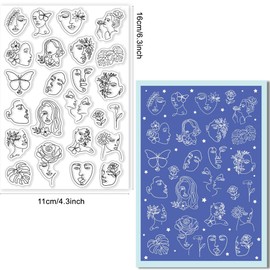 CRASPIRE Face Clear Stamps for Card Making Decoration Scrapbooking Supplies, Abstract Clear Stamps Earrings Transparent Silicone Stamps for Card Photo Album Crafting Decoration