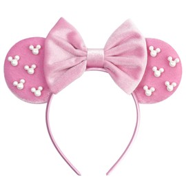 bianbaistar Pink Glitter Mouse Ears Headband,Princess Accessory for Valentine’s and Special Occasions