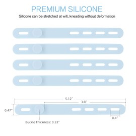 Donruby 24Pcs Silicone Cable Ties - Reusable & Washable with Locking Buckles, Adjustable Fastening Cable Management Straps, Multi-Purpose High Elasticity Cord Organizer (Ice Blue)