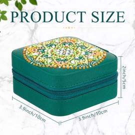 Hinly Hinly 2 Pcs Portable Diamond Painting Jewelry Storage Box DIY Diamond Art Accessories PU Leather Jewelry Ring Organizer Case Travel Jewelry Organizer(Mandala Style,Vintage Color)