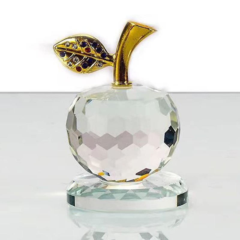 LOTOWELZON 50mm/1.97in Base Stand Crystal Apple Figurine Home Decor K9