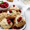 Sticky Fingers Bakeries, English Scone Mix, Raspberry White Chocolate, Just