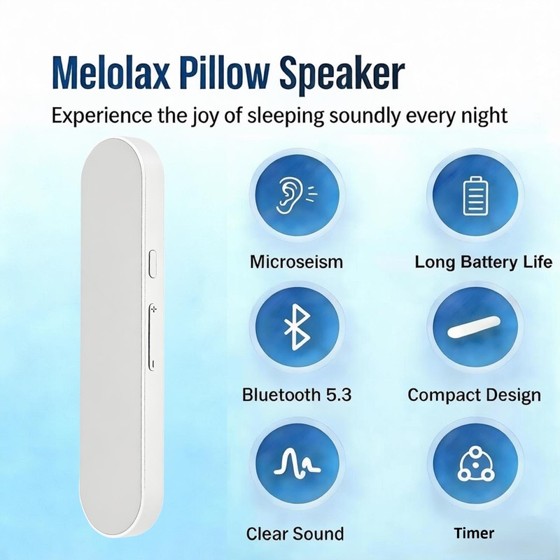 Melolax Under Pillow Speaker with Bluetooth, Memory Card Playback, Timer