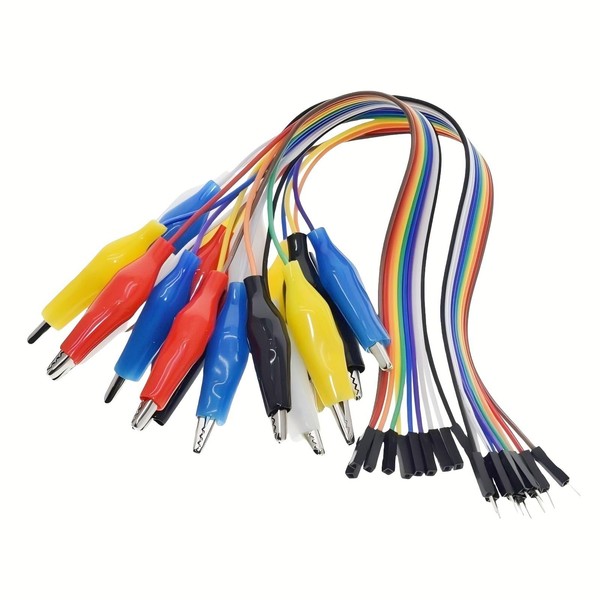 MTDELE 20 Pcs breadboard Jumper Wires with Alligator Clips Male