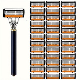 Men's 7-Blade Razor Set, 36 Stainless Steel Blades - Perfect For Beard & Mustache Trimming, Includes Replaceable Heads - Ideal Gift:_36 Stainless Steel Blades