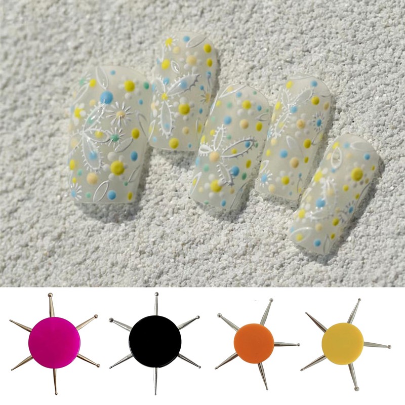 4Pcs Nail Dotting Tool Set,6-In-1 Circular Dotting Tools for Professional