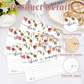 Leseogye 50Pcs Share a Memory Cards with Wooden Box, Flower Memory Cards for Funeral, Wedding, Graduation, Retirement, Memorial, Anniversary, Graduation, Birthday, Bridal Shower Game