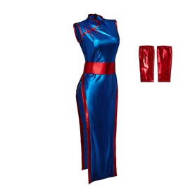 iSHOWcos Disfraz de Chi Chi para mujer, disfraz de Cheongsam, sexy, azul, traje de Halloween (S)