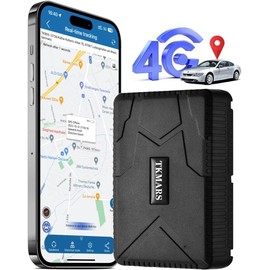 TKMARS 4G GPS Tracker 7800mAh Long Standby Magnetic Car GPS Tracker for Cavaran Truck Motorbike, Global Realtime Tracking+ Notification no Subscription GPS Tracker, SIM Included with Free APP TK915