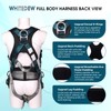 WHITEDEW Fall Protection Premium Safety Harness with Shock Absorbing Lanyard,