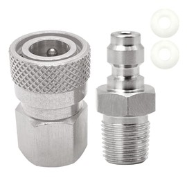 Universal 1/8 inch BSPP Female Connector and 8mm Male Plug Fill Nipple Quick-Disconnect Set, Stainless Steel Remote Line Male & Female Set for Paintball HPA CO2 Convertor Air Tool Fittings