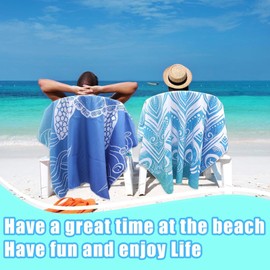 Microfibre Beach Towels for Adults - 2 Pack 180x100cm Lightweight Beach Towel Extra Large, Sand Free & Quick Dry Beach Towel Extra Large for Travel, Swim, Sports(Turtle and Cude)