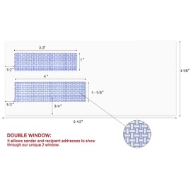 1000 Pack #10 Double Window Security Self-Seal Envelopes - Suitable Size for Multiple Business Statements, Quickbooks Invoices, and Return Envelopes, Size 4-1/8 x 9-1/2 - White - 24 LB