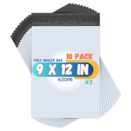 EZONE Poly Mailer Bags (9x12in,10pk) Package Bags, Strong Self-Sealing Shipping Bags for Clothes, Small Business, and Accessories Tear Resistant Waterproof Envelopes Poly Bag (#3 (9x12in), 10, Pack)