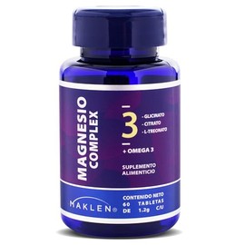 MAGNESIO COMPLEX PREMIUM - Maklen Magnesio Complex 3 - Glicinato, Citrato y L-Treonato - Apoyo Digestivo, Relajacion y Enfoque - 60 Tabletas de 1,200 