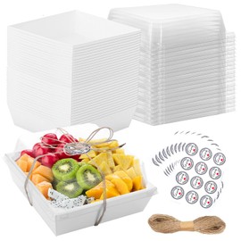 PFAMKEER 24 Pack Small Charcuterie Boxes with Clear Lids,White Mini Charcuterie Box, Disposable Food Containers, 5 * 4 * 3Inch Dessert Boxes for Sandwich
