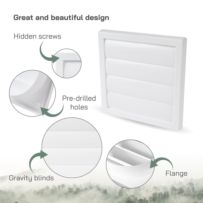 Vent Systems 150mm White Exhaust Cover - Dryer Hood -