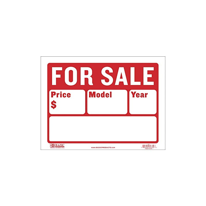 BAZIC 9" X 12" For Sale Sign (2-Line) (S-2)