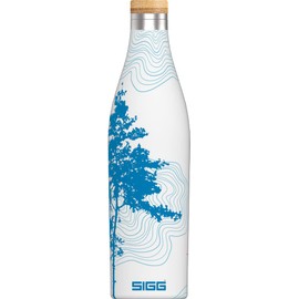 SIGG - Insulated Water Bottle - Meridian Sumatra Tree - Leakproof & Extra-Slim - BPA Free - Plastic Free - 18/8 Stainless Steel - Double Walled - Bamboo Screw Top - White floral - 17 Oz