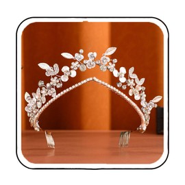 Brishow Silver Rhinestone Tiaras and Crowns Crystal Wedding Headband Flower Bridal Headwear for Women