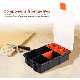 Plastic Screw Compartment Organizer Tool Storage Box with 11x Compartments Slots Two-Layer Case for Screws Nuts and Bolts