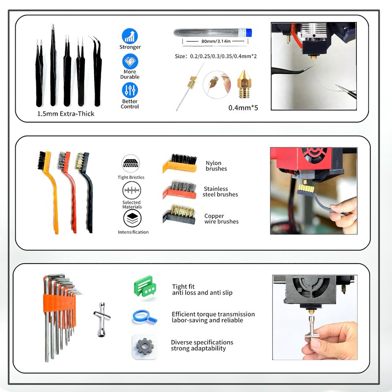 3D Printer Tools Kit,214 PCS 3D Printing Accessory Tools Kit