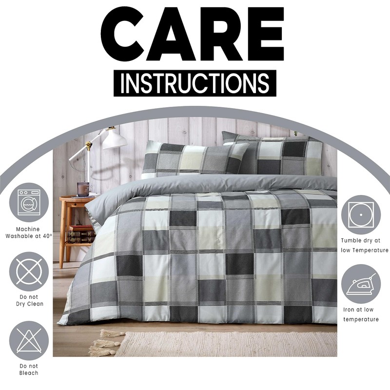 Olivia Rocco Glencoe Check Duvet Cover Set Easy Care Bedding