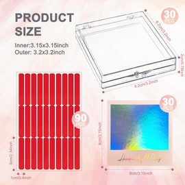 CloudTrip 30Boxes + 30 Instruction Cards Large (8 x 8cm) Press On Nail Packaging Storage Box and 90pcs Adhesive Tabs - Acrylic Organizer Case for Artificial Nail for Nail Business Supplies