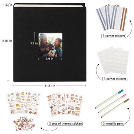 Vienrose Premium Scrapbook Photo Album with Writing Space 12"x12", DIY Scrapbook Album with 60 Pages, Large Photo Book for Baby Family Travel Vacation, Valentine Gift Black