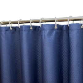 YISURE Navy Blue Shower Curtain for Walkin Tub, Polyester Fabric Waterproof Bath Curtain Sets with 12 Plastic Hooks, 70x60''