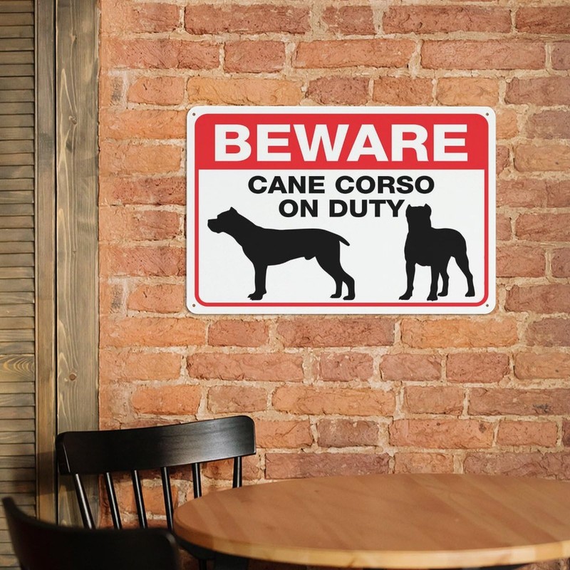 Beware Cane Corso On Duty Sign For Business 8"X12" Rust