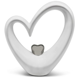 FeinKnick Stylish Heart for Decoration – Modern Decorative Heart 19 cm Large in White & Silver – Decoration in Heart Shape Good as a Gift – Stylish Ceramic Heart