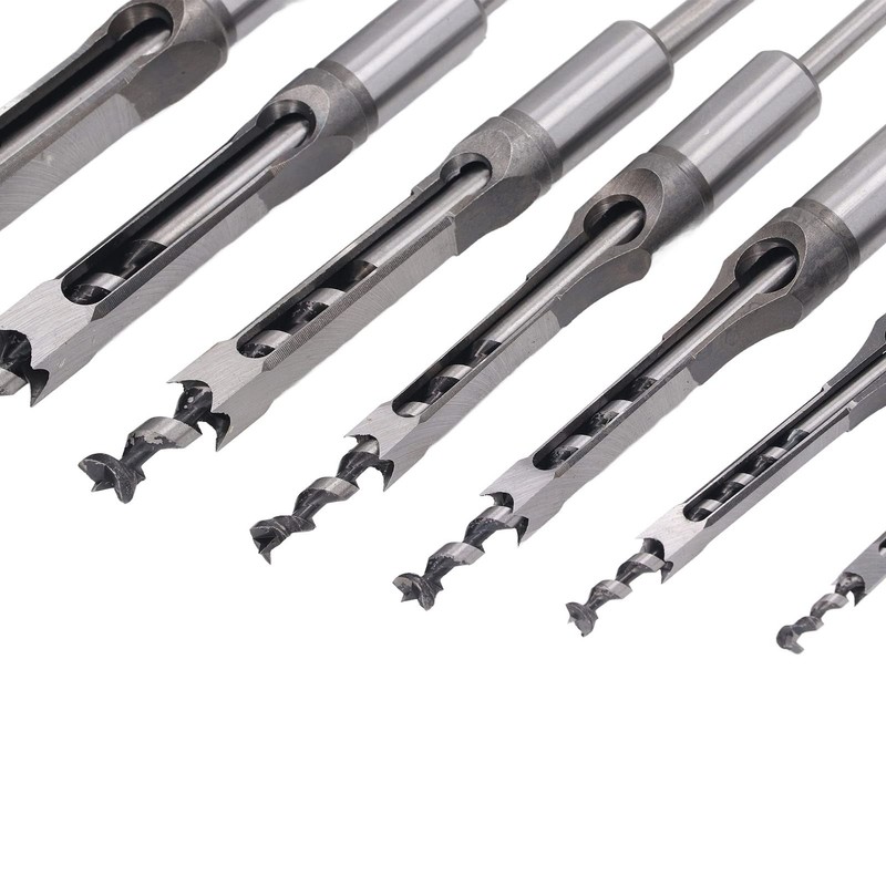 Garosa 7Pcs Square Hole Mortise Chisel Drill Bit Woodworking Hole