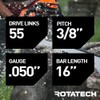 2 X 16" 40cm Rotatech Chainsaw Chains. 3/8" LP Pitch,