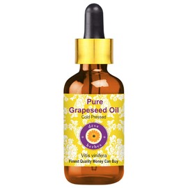 Deve Herbes Pure Grapeseed Oil (Vitis vinifera) with Glass Dropper Cold Pressed 50ml (1.69 oz)