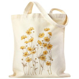 Zuimei Floral Canvas Tote Bag with Inner Pocket Women's Reusable Shopping Bag Washable Foldable Cotton Canvas Tote For Women Girls Shopping Grocery