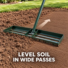 Outsunny 36 Inch Lawn Leveling Rake, Powder Coated Steel Head with 66.5 Inch Detachable Handle
