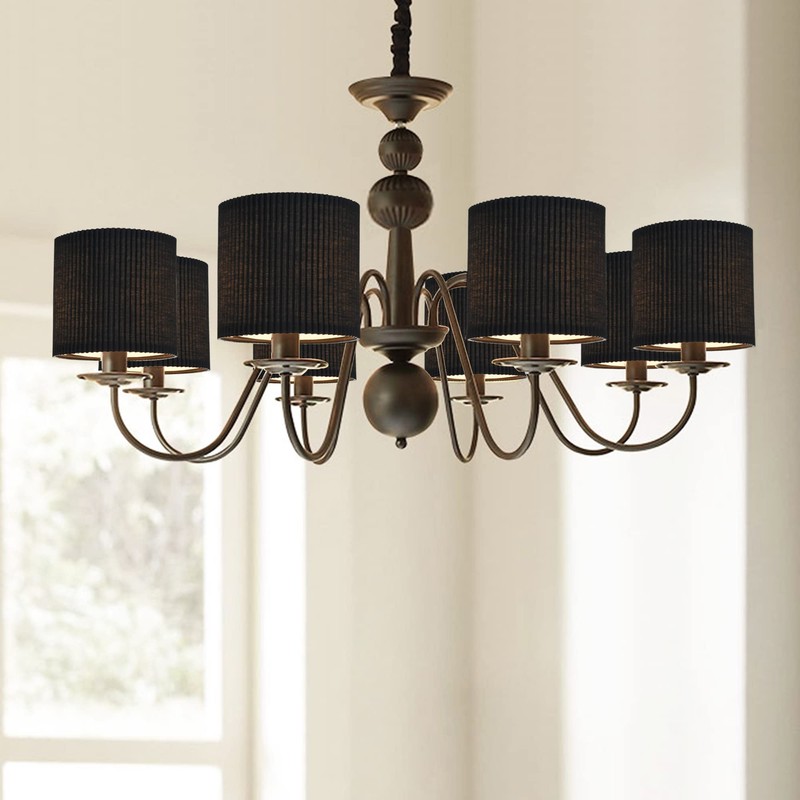 LAMPWELL KETTE Clip-on Chandelier Fabric Lamp Shades,Set of 6,Small Drum,5.4"×5.4"×H5.2",TC