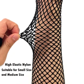 Jozlynn Fishnet Black Gloves For Women and Girls Long Mesh Fingerless Gloves In Theme Party Costume Accessories (Black, 9.45 inch)