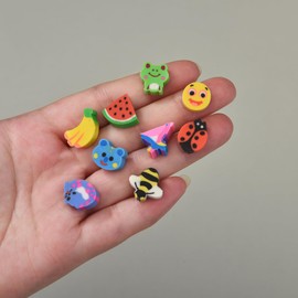 300PCS Mini Cute Animals and Fruits Pencil Erasers for Kids Bulk