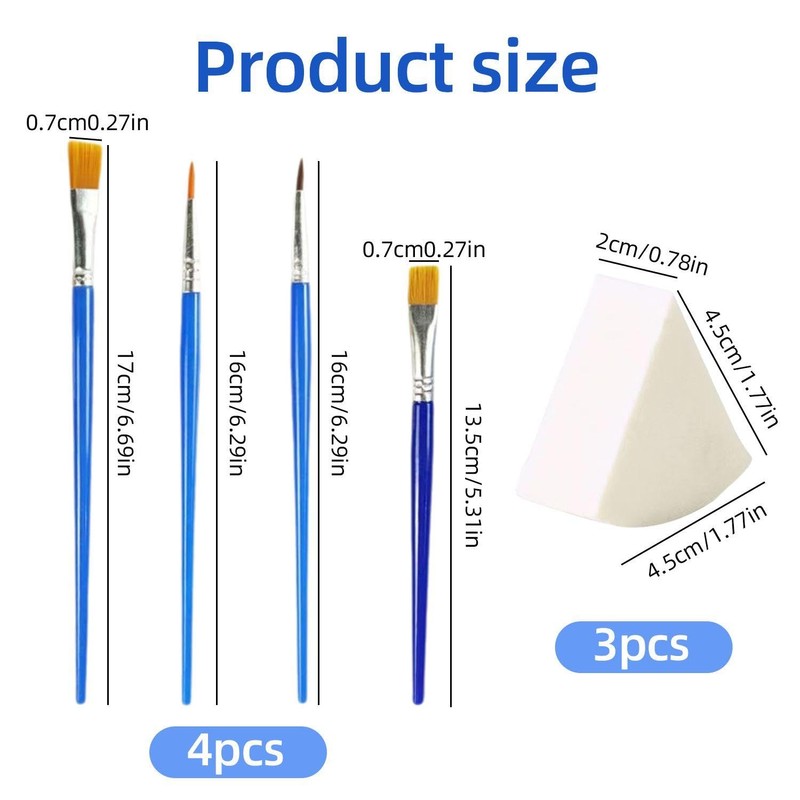 NXPWRC 3Pcs Makeup Sponges, 4Pcs Painting Brushes, Triangular Face Painting