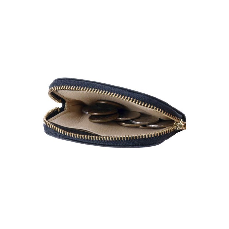 Porter Soak Round Zipper Coin Purse, 2.Brown