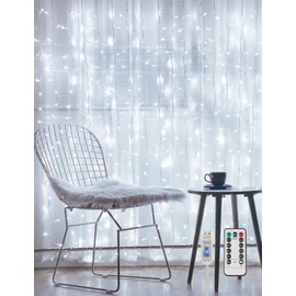 suddus White Curtain Lights for Bedroom Wall, 200 Led Twinkle Lights with Remote 8 Modes Timer, USB Plug-in String Lights for Wedding, Party, Backdrop, Birthday, Window Decorations, (6.5ft*6.5ft)