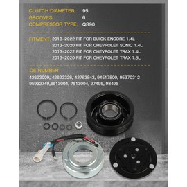 INEEDUP AC Compressor Clutch 2013-2022 Fit for Buick Encore 1.4L 2013-2020 Fit for Sonic 1.4L A/C Compressor Clutch Coil Assembly Kit